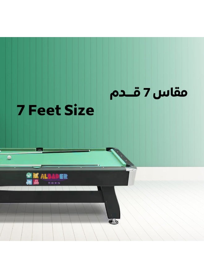 البدر طاولة بلياردو عصرية مع 2 عصا وكرات ورف وفرشاة من اللباد وطباشير من البدر- مقاس 7 قدم، مقاس 7 قدم، لون أخضر، خشب - Image 2